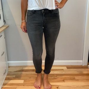 Dark grey Denim Mid-rise Cropped Jeans